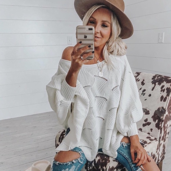 RHONDA- Dolman Scalloped Texture Sweater - Picture 9 of 9